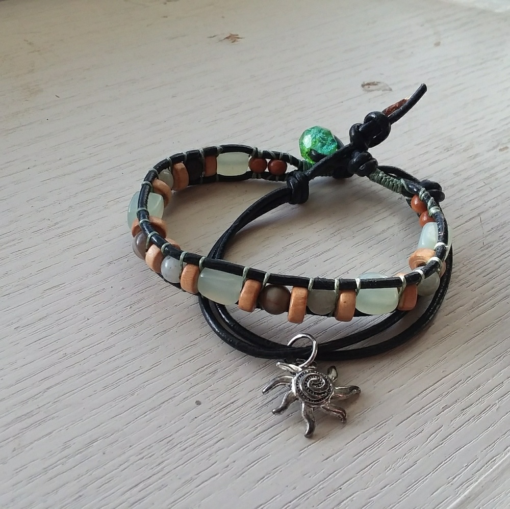 Handcrafted leather wrap bracelet